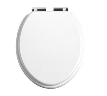 Heritage WC Seat Soft Close Brushed Nickel Hinge White Gloss