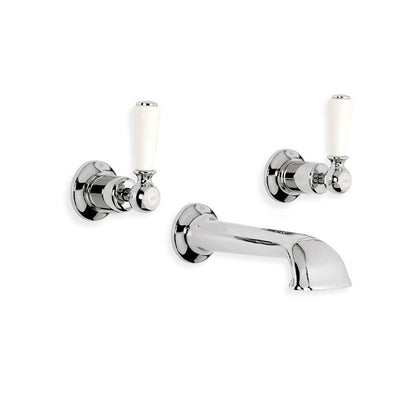 Lefroy Brooks Classic White Lever Wall Mounted 3 Hole Bath Filler (choose finish)