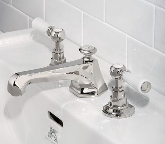 Lefroy Brooks Mackintosh White Lever 3 Hole Basin Mixer - Chrome