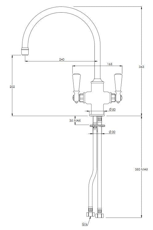 Lefroy Brooks White Lever Monobloc Kitchen Sink Mixer