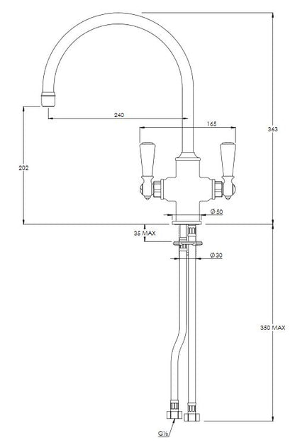 Lefroy Brooks White Lever Monobloc Kitchen Sink Mixer