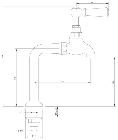 Lefroy Brooks White Lever Kitchen Bib Taps & Pillars