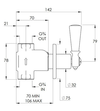 LB White Lever Flow Control "Plain" - Chrome