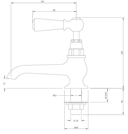 Lefroy Brooks Classic White Lever Long Nose Basin Pillar Taps (choose finish)