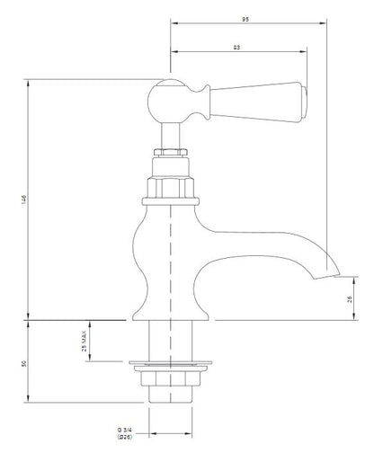 Lefroy Brooks Classic White Lever Bath Pillar Taps (choose finish)