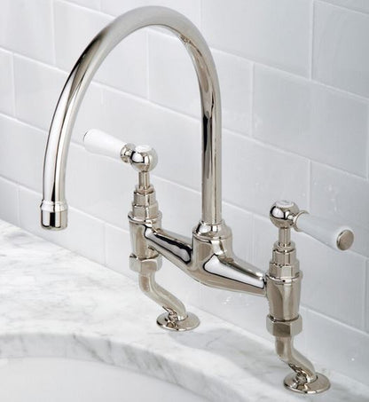 Lefroy Brooks Classic White Lever Bridge Basin Mixer 160mm Spout (choose finish)