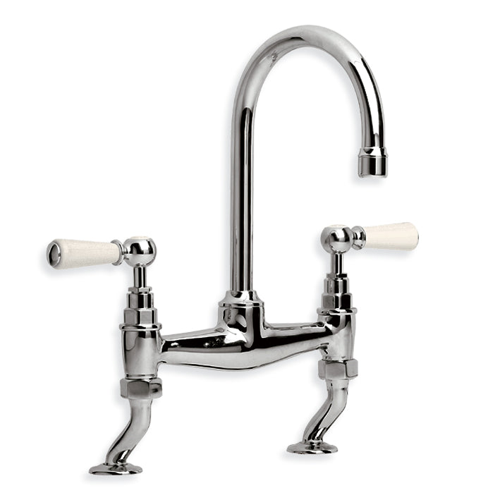 Lefroy Brooks Classic White Lever Bridge Basin Mixer 160mm Spout (choose finish)