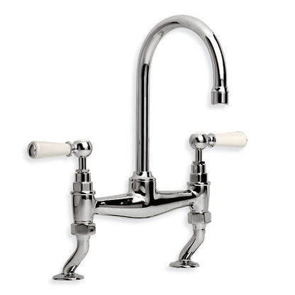 Lefroy Brooks Classic White Lever Bridge Basin Mixer 160mm Spout (choose finish)