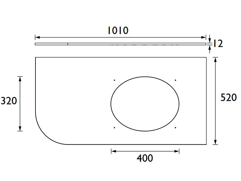 Wilton 1000mm Corner Right Hand Worktop - Dark Concrete