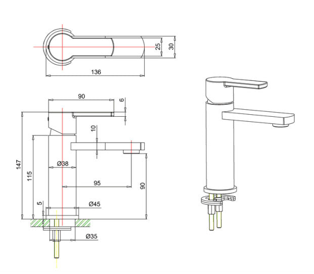 Crosswater Wisp Mini Monobloc Basin Mixer Chrome