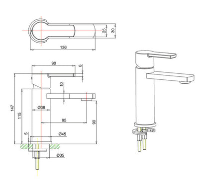Crosswater Wisp Mini Monobloc Basin Mixer Chrome
