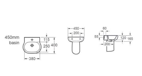 Essentials Xcite 450mm basin with one tap hole
