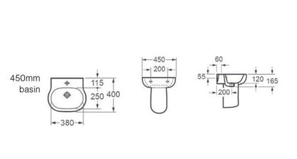 Essentials Xcite 450mm basin with one tap hole