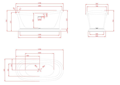 Luxe York 1700 Traditional freestanding Acrylic Bath