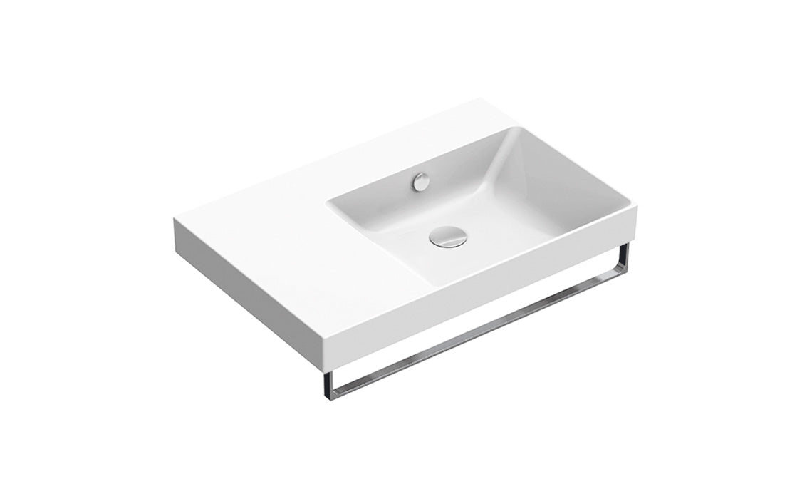Catalano Zero 75 DX Basin-Ceramic White, Towel Rail not Inc