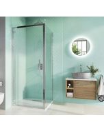 Infinity 8 800mm Silver Side Hinged Panel w/ Clear Glass