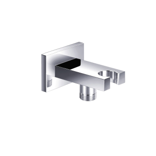Just Taps Square Minimalist Chrome Wall Outlet Elbow & Handset Bracket