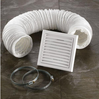 HIB Accessory Kit ( white external grille, 3m flexible ducting, two steel hose clamps)