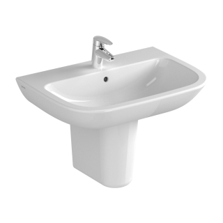 Vitra S20 Basin with Semi Pedestal 650mm 2 Tap Hole