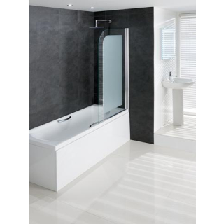 Volente 6mm Hinge Bath Screen Silver Frame, Frosted Glass