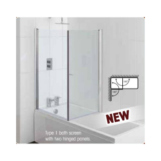 Type 1 Screen Accross Bath for 700mm Silver Frame, Clear Glass