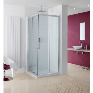Lakes Malmo Corner Entry Shower Door 750mm Silver Frame Clear Glass 8mm ( Per Side )