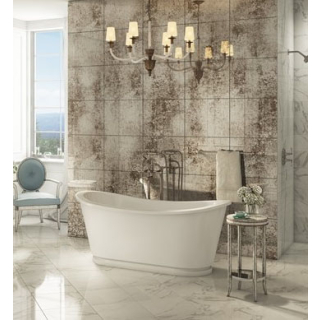 Balthazar 1675 x 761mm Clear Stone Freestanding Bath Matt White With White Stainless Steel Outer