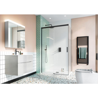 Crosswater Design 800mm Side Panel For Sliding Shower Door Black