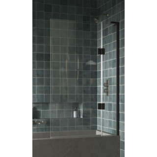 Matki Eauzone Framless 10mm Inward Opening Two Panel Bath Screen 1500 x 1000mm Silver Frame With Glear Glass (Left Handed - Right Hand shown in image)