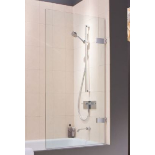 Matki Eauzone Frameless 10mm Hinged Single Bath Screen 1500 x 737mm Silver Frame With Glear Glass (Right Handed)