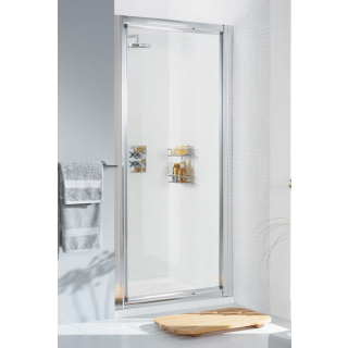 Lakes Classic Framed 700mm Pivot Shower Door Silver Frame Clear Glass 6mm