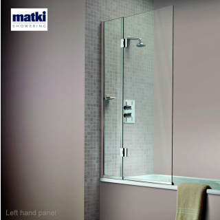 Matki Eleganza Hinged Panel Bath Screen Silver Frame With Glear Glass (Left Handed)