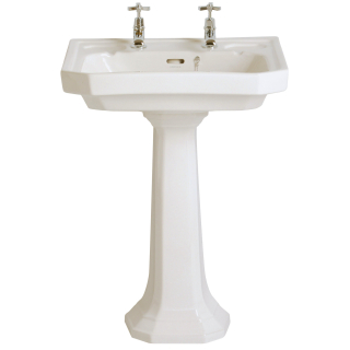 Heritage Granley Deco Basin With Full Pedestal 604mm 2 Tap Hole