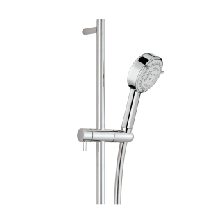 Just Taps Techno Round Chrome Shower Slide Rail With Hose & Pulse Multi Function Handset