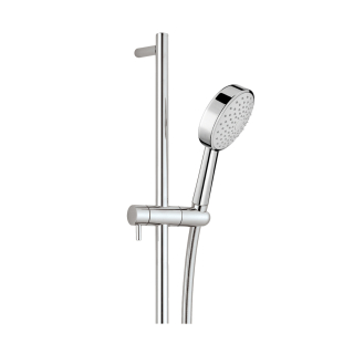 Just Taps Techno Round Chrome Shower Slide Rail With Hose & Pulse Single Function Handset