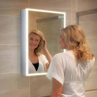 HIB Qubic 50 Mirror Cabinet 500 x 700mm Rectangular LED Mirror Cabinet With Charging Sockets