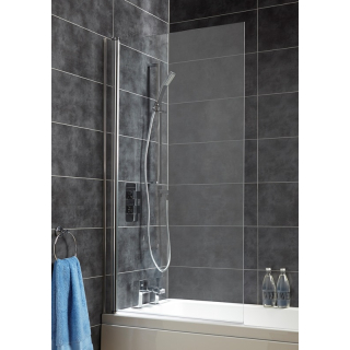 Saneux Square Top Bath Screen 1435 x 770mm Sliver Frame With Clear Glass