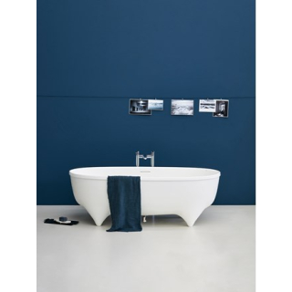 Clearwater Vigore 1700 x 760mm  Natural Stone Free-Standing Double Ended Bath Satin White