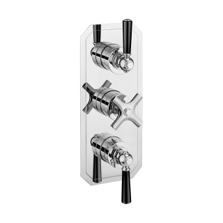 Crosswater Waldorf 3 Outlet Chrome Black Lever Thermostatic Trim Set Only (3 Outlet)