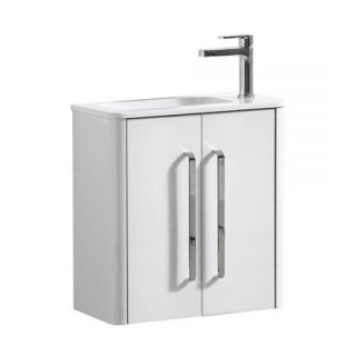 Essentials Suburb 500mm × 250mm Double Door Wall Mounted Basin Unit In White Gloss