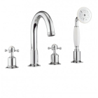 Crosswater Belgravia Crosshead Deck Mounted Bath 4 Hole Set With Pull Out Hand Shower Chrome