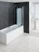Volente 6mm Hinge Bath Screen Silver Frame, Frosted Glass