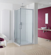 Lakes Malmo Corner Entry Shower Door 750mm Silver Frame Clear Glass 8mm ( Per Side )