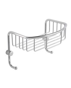 Just Taps Large Wall Mounted Large Wire Basket w/ Hooks