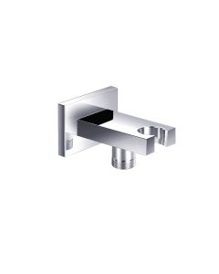 Just Taps Square Minimalist Chrome Wall Outlet Elbow & Handset Bracket