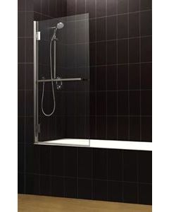 Cotswold Corniche 8mm Higed Bath Screen Silver Frame, Clear Glass With Towel Bar