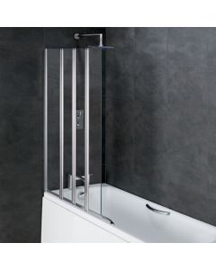 Volente 1000mm 1 Fixed and 3 Folding Panel Bath Screen Silver Frame, Clear Glass Left Handed