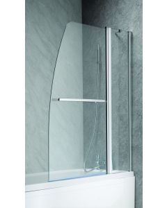Ascent Half Sail 6mm Double Curved Hinged Bath Screen Silver Frame, Clear Glass With Towel Bar 