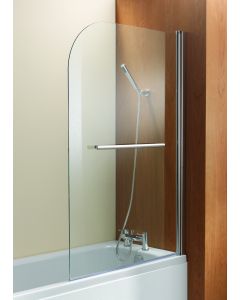 Ascent Radius 6mm Curved Hinged Bath Screen Silver Frame, Clear Glass With Towel Bar