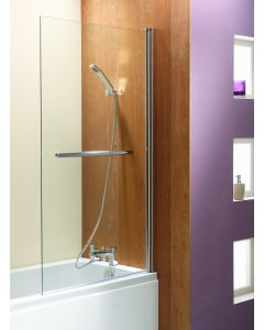 Ascent Square 6mm Hinged Bath Screen Silver Frame, Clear Glass With Towel Bar